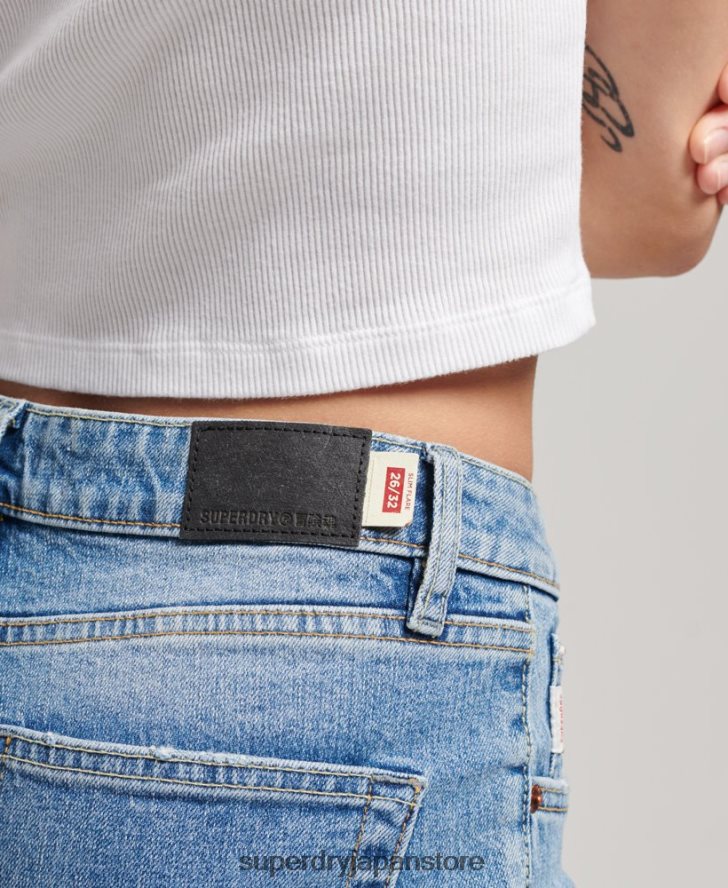 オーガニックコットン ミッドライズ スリム フレア ジーンズ 女性 Superdry 衣類 青 2J62PZ3887