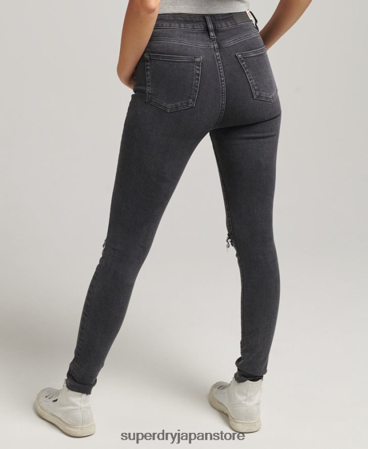 オーガニックコットン ハイライズ スキニーデニム ジーンズ 女性 Superdry 衣類 黒 2J62PZ3889