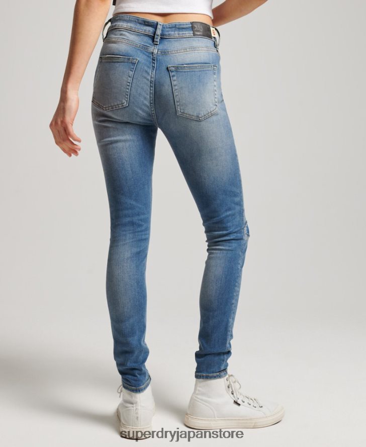 オーガニックコットン ヴィンテージ ミッドライズ スキニー ジーンズ 女性 Superdry 衣類 濃紺 2J62PZ3890