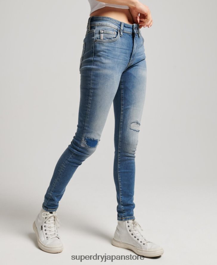 オーガニックコットン ヴィンテージ ミッドライズ スキニー ジーンズ 女性 Superdry 衣類 濃紺 2J62PZ3890