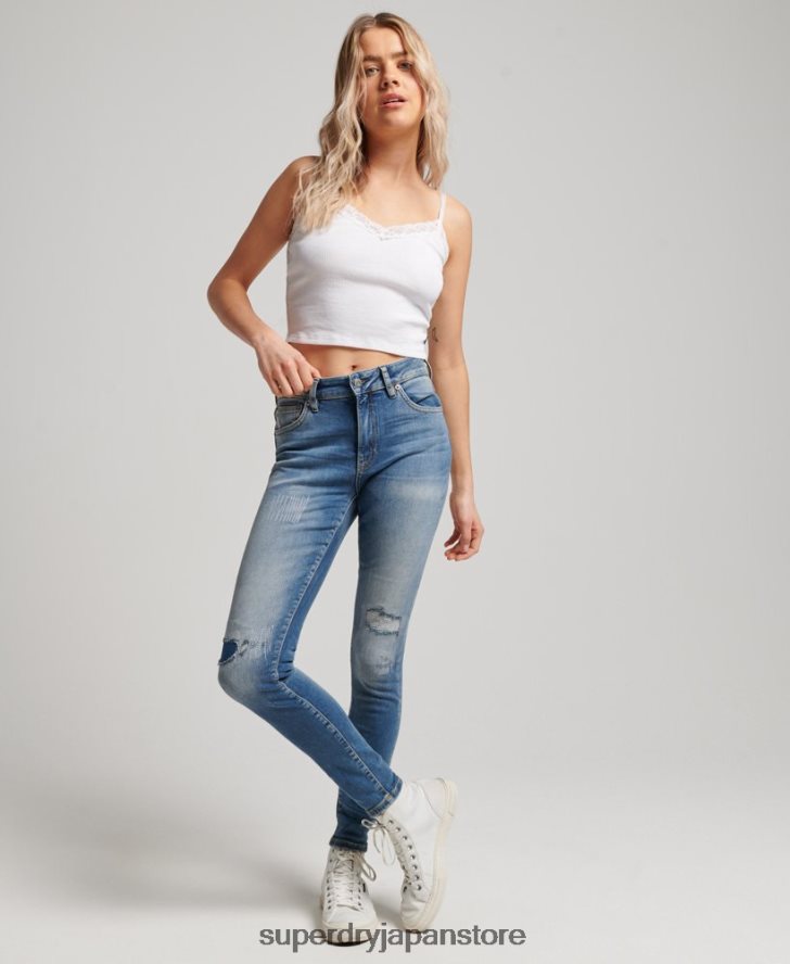 オーガニックコットン ヴィンテージ ミッドライズ スキニー ジーンズ 女性 Superdry 衣類 濃紺 2J62PZ3890