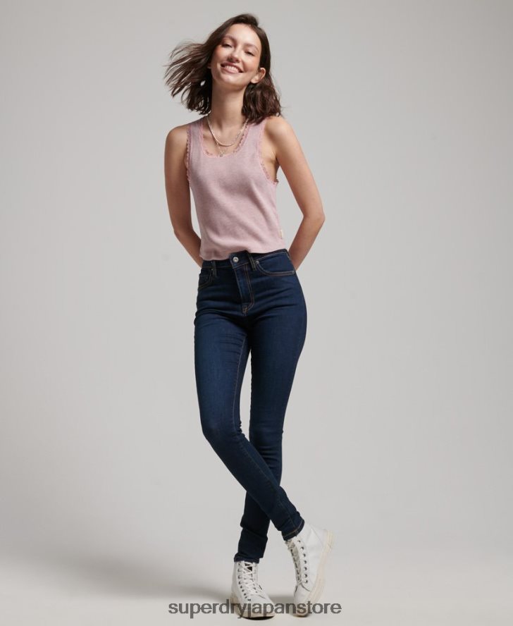 オーガニックコットン ハイライズ スキニーデニム ジーンズ 女性 Superdry 衣類 濃紺 2J62PZ3891