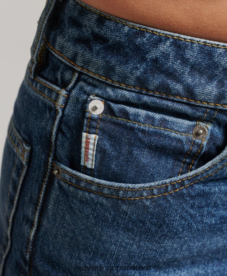 オーガニックコットン ハイライズ ストレート ジーンズ 女性 Superdry 衣類 濃紺 2J62PZ3892