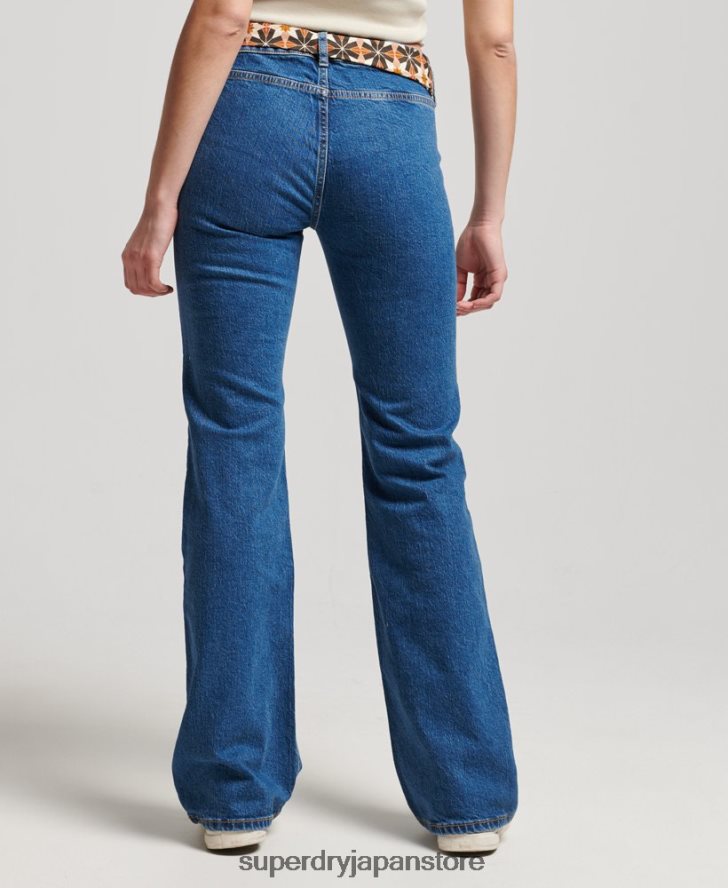 オーガニックコットン ヴィンテージ ローライズ スリム フレア ジーンズ 女性 Superdry 衣類 濃紺 2J62PZ3893