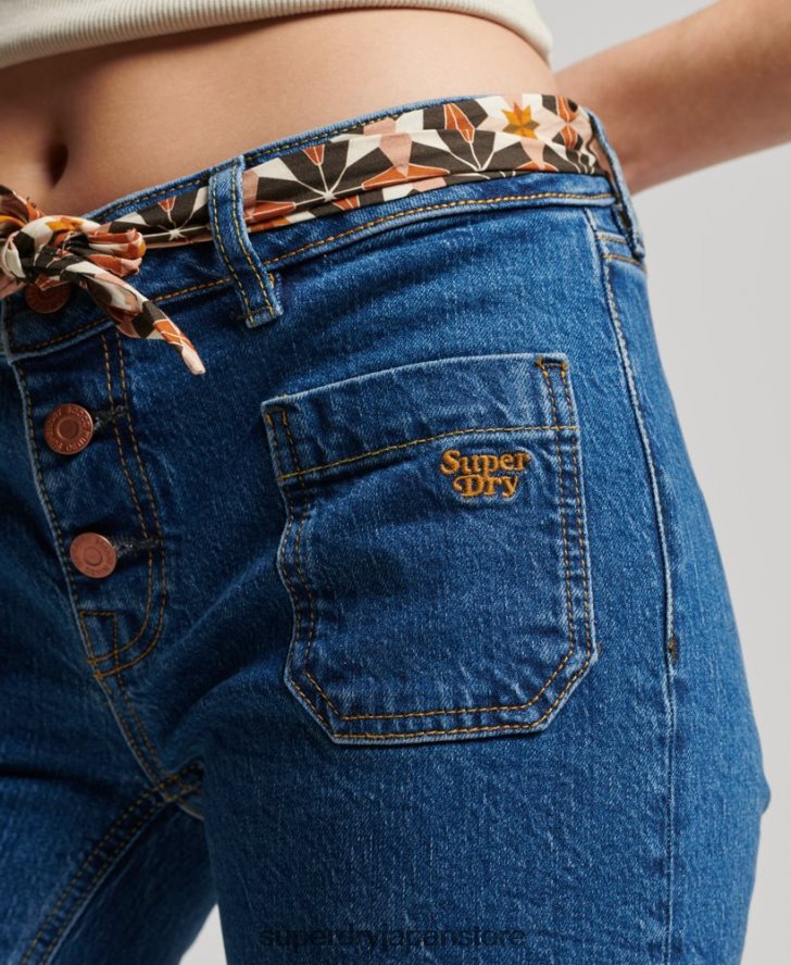 オーガニックコットン ヴィンテージ ローライズ スリム フレア ジーンズ 女性 Superdry 衣類 濃紺 2J62PZ3893