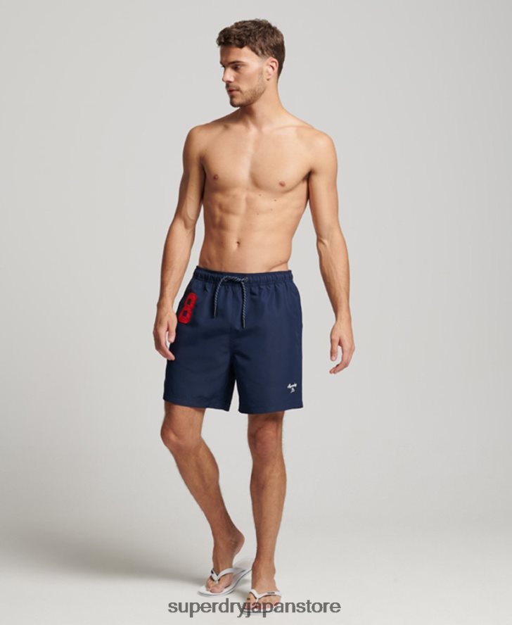 ポロリサイクルスイムショーツ 男性 Superdry 衣類 海軍 2J62PZ389