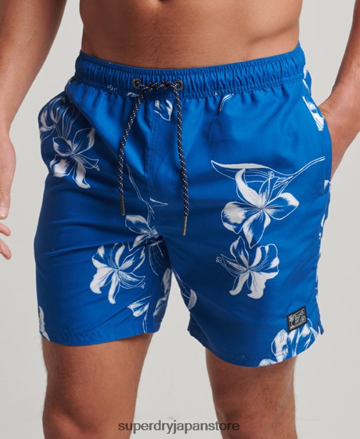 ハワイアンリサイクルスイムショーツ 男性 Superdry 衣類 青 2J62PZ390