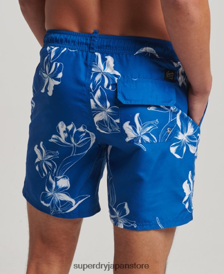 ハワイアンリサイクルスイムショーツ 男性 Superdry 衣類 青 2J62PZ390
