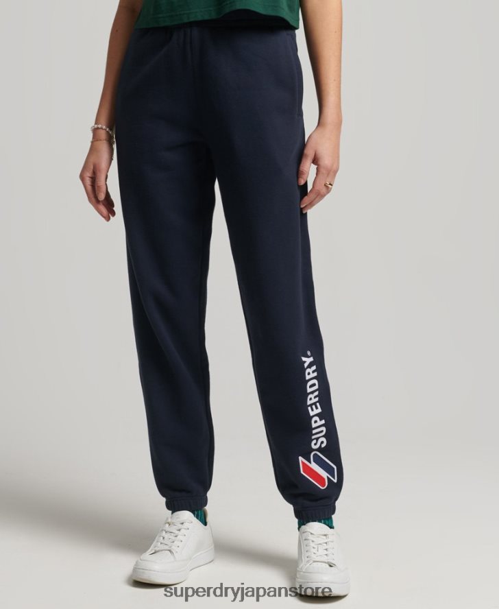アップリケロゴ ジョガーパンツ 女性 Superdry 衣類 海軍 2J62PZ3937