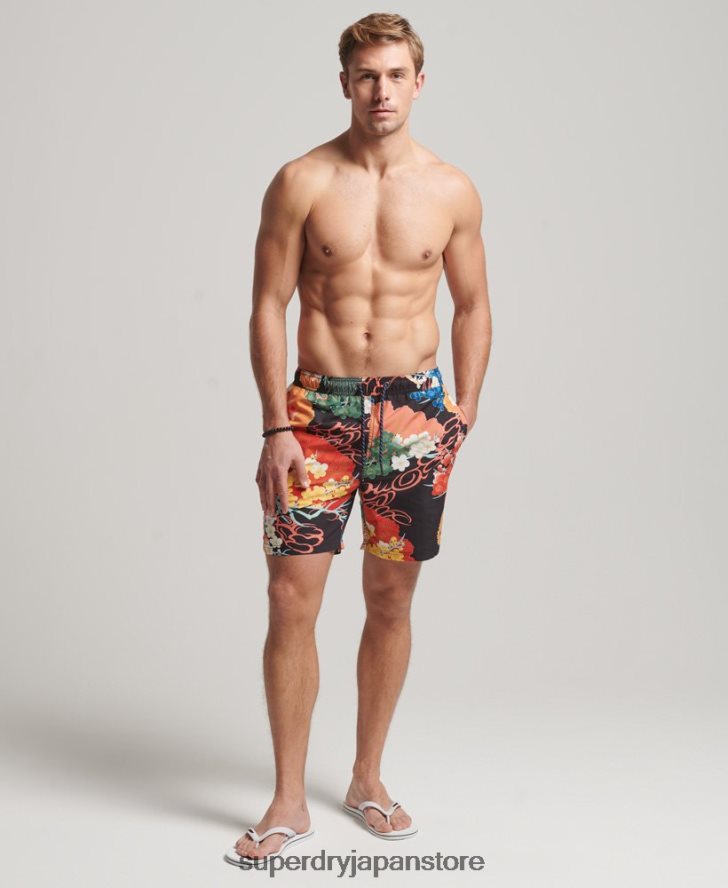 ハワイアンリサイクルスイムショーツ 男性 Superdry 衣類 赤 2J62PZ393