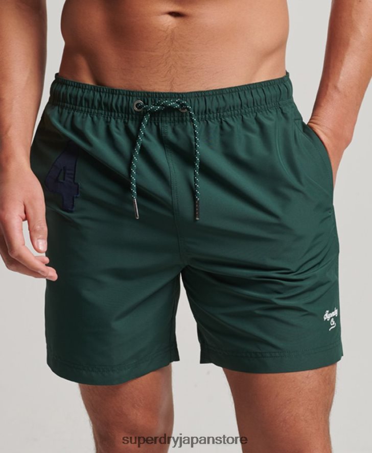 ポロリサイクルスイムショーツ 男性 Superdry 衣類 緑 2J62PZ394