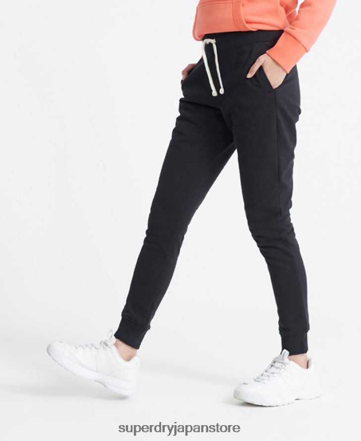 オーガニックコットン スタンダードレーベル ループバックジョガー 女性 Superdry 衣類 黒 2J62PZ3941