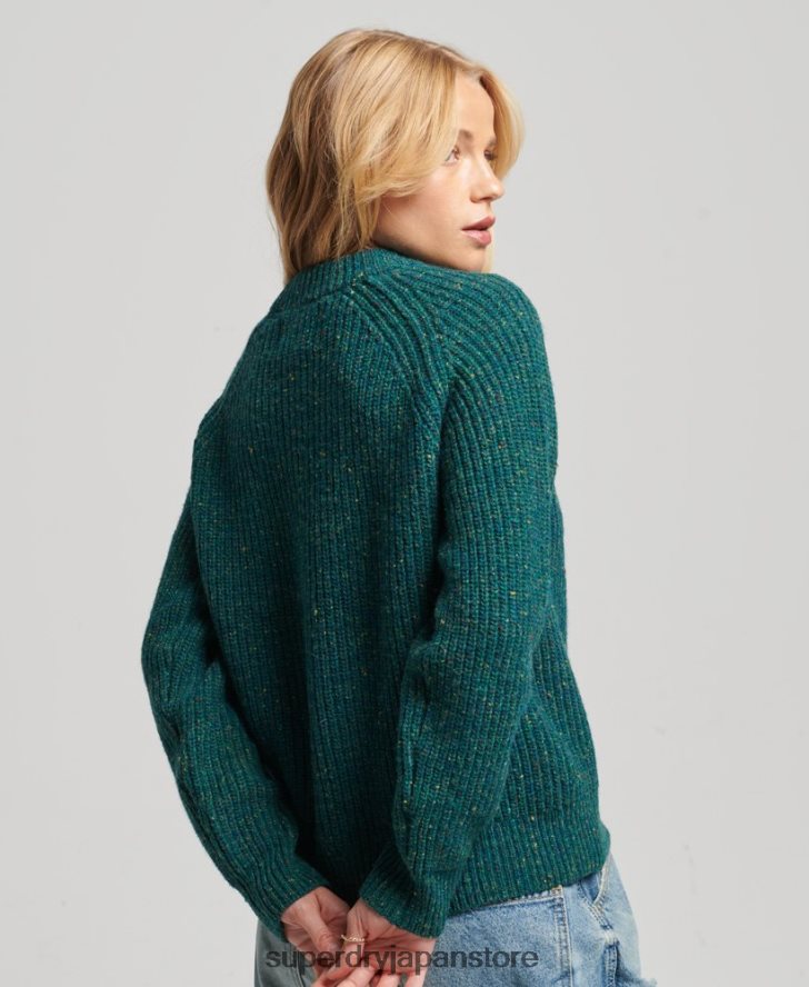ツイード リブクルーネック セーター 女性 Superdry 衣類 緑 2J62PZ3953