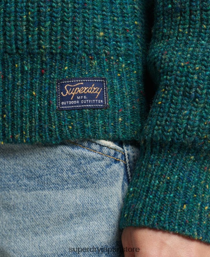 ツイード リブクルーネック セーター 女性 Superdry 衣類 緑 2J62PZ3953