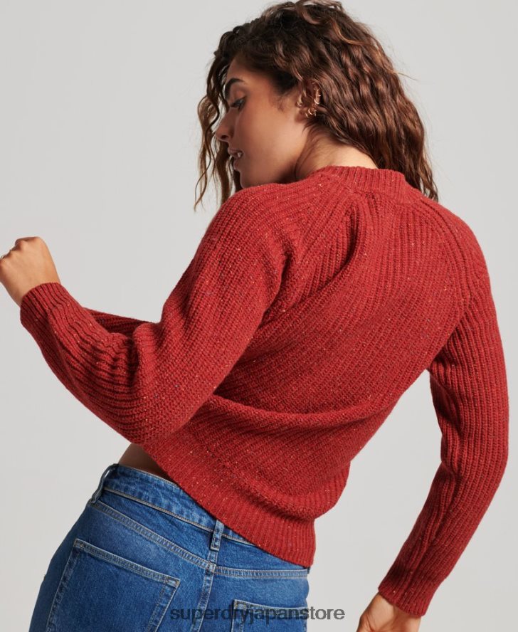 ツイード リブクルーネック セーター 女性 Superdry 衣類 赤 2J62PZ3960