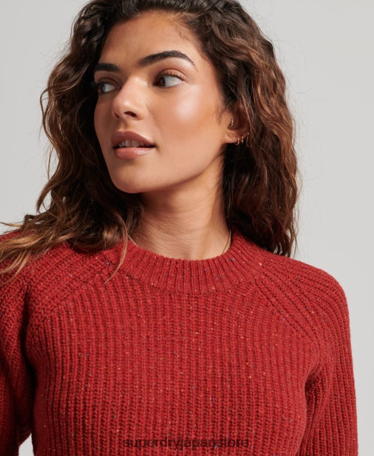 ツイード リブクルーネック セーター 女性 Superdry 衣類 赤 2J62PZ3960