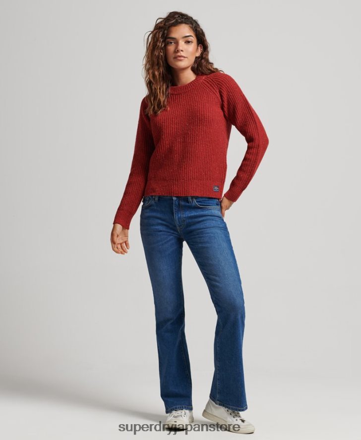 ツイード リブクルーネック セーター 女性 Superdry 衣類 赤 2J62PZ3960