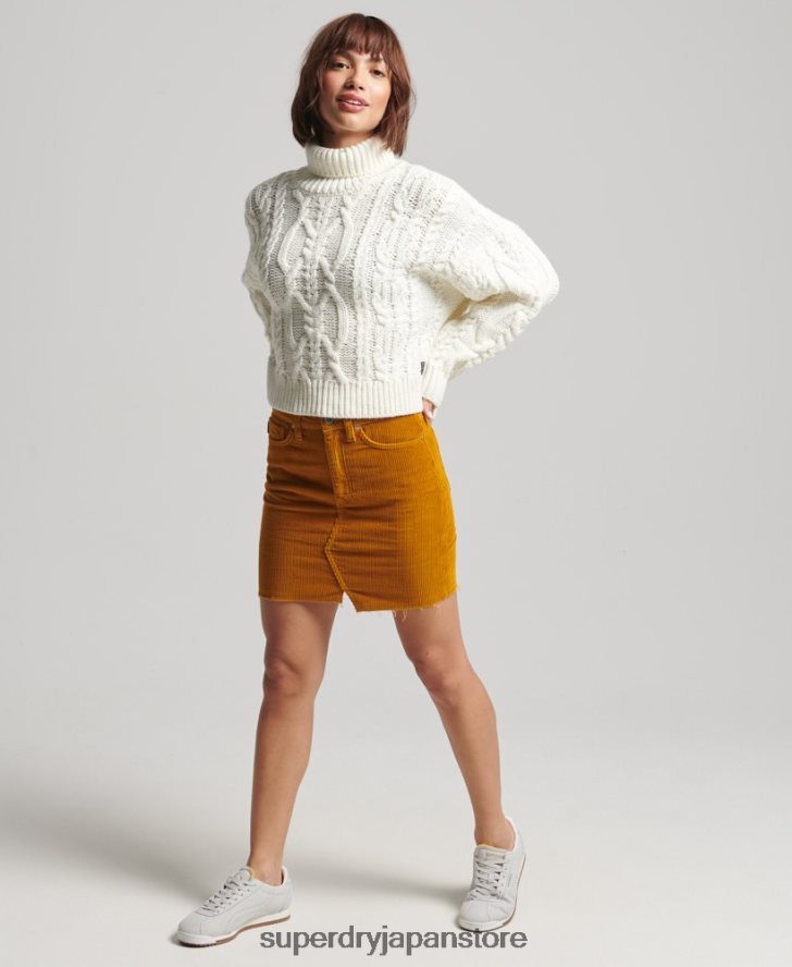 ケーブルニット ポロネック セーター 女性 Superdry 衣類 クリーム 2J62PZ3963