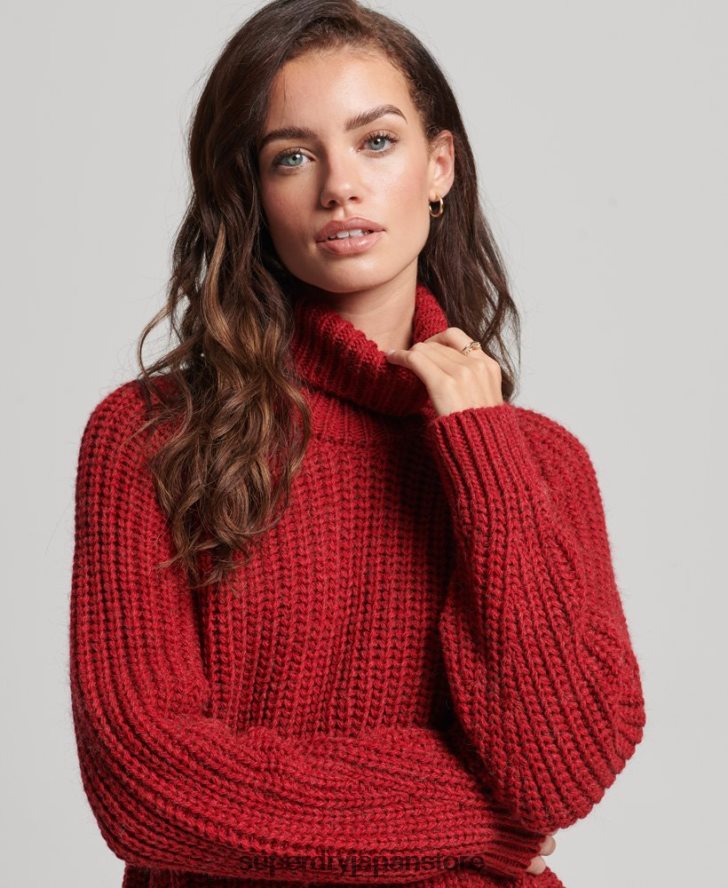 スラウチステッチ ロールネック ニットセーター 女性 Superdry 衣類 赤 2J62PZ3969