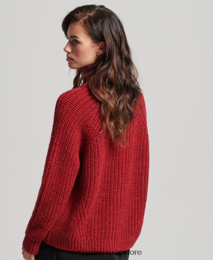 スラウチステッチ ロールネック ニットセーター 女性 Superdry 衣類 赤 2J62PZ3969