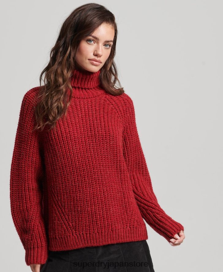スラウチステッチ ロールネック ニットセーター 女性 Superdry 衣類 赤 2J62PZ3969