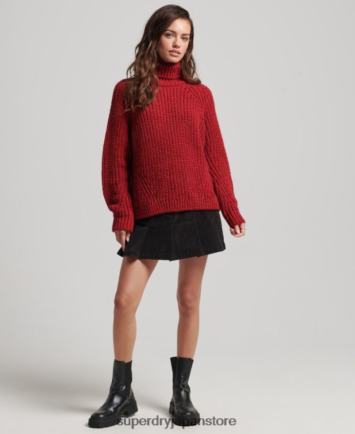 スラウチステッチ ロールネック ニットセーター 女性 Superdry 衣類 赤 2J62PZ3969