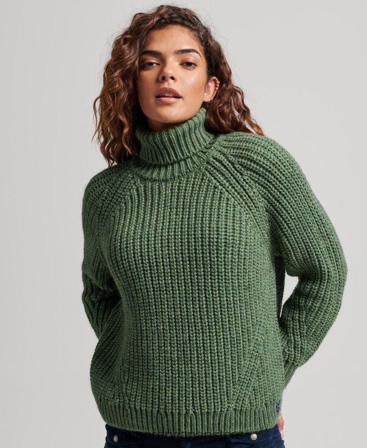 スラウチステッチ ロールネック ニットセーター 女性 Superdry 衣類 緑 2J62PZ3973