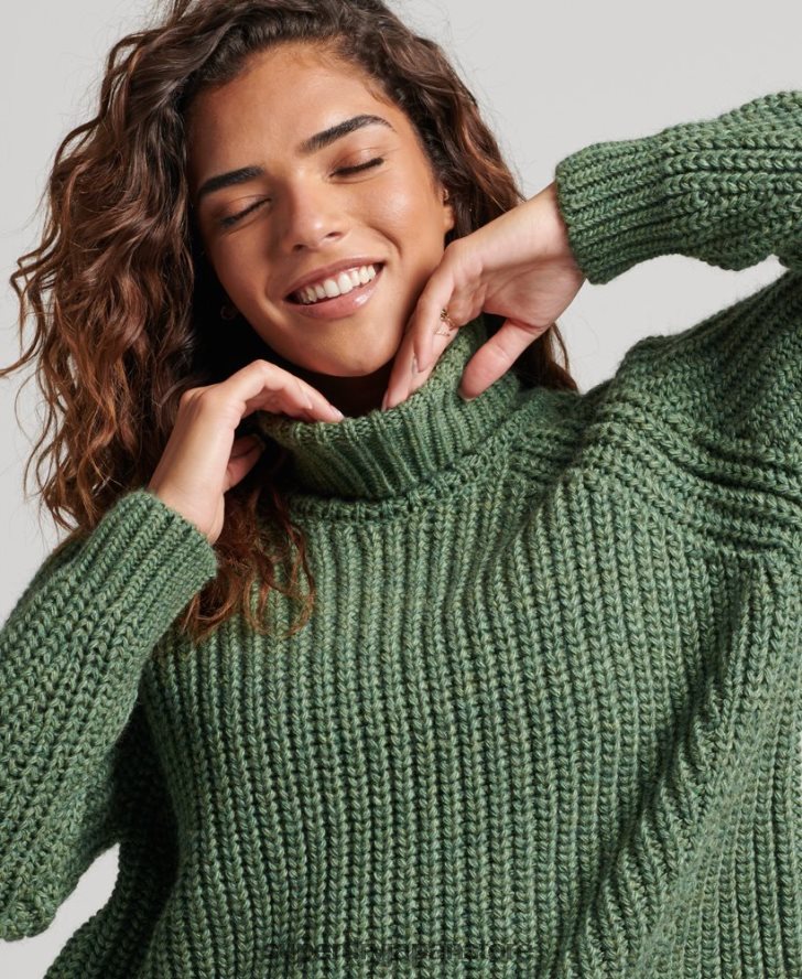 スラウチステッチ ロールネック ニットセーター 女性 Superdry 衣類 緑 2J62PZ3973