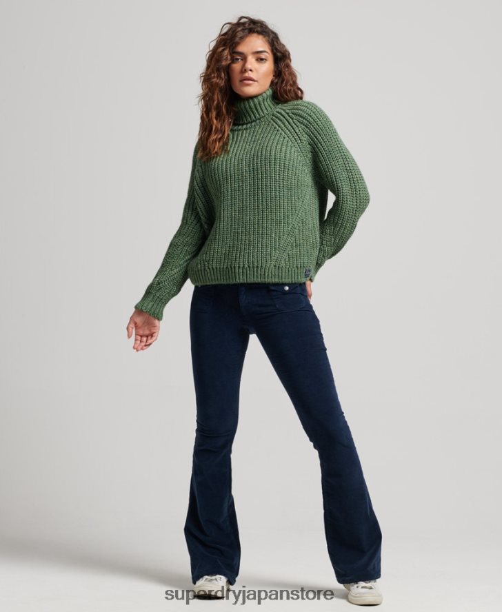 スラウチステッチ ロールネック ニットセーター 女性 Superdry 衣類 緑 2J62PZ3973
