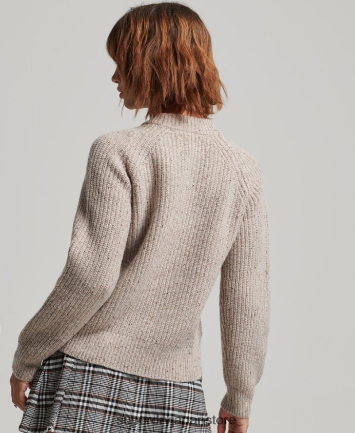 ツイード リブクルーネック セーター 女性 Superdry 衣類 ベージュ 2J62PZ3974