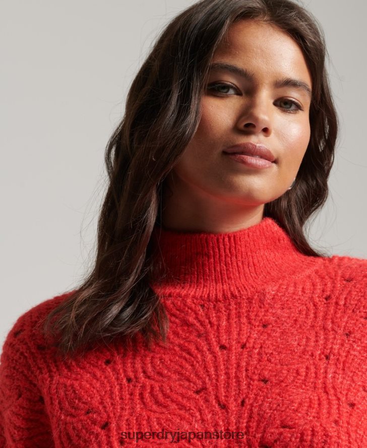 ポインテール ケーブルニット セーター 女性 Superdry 衣類 赤 2J62PZ3977