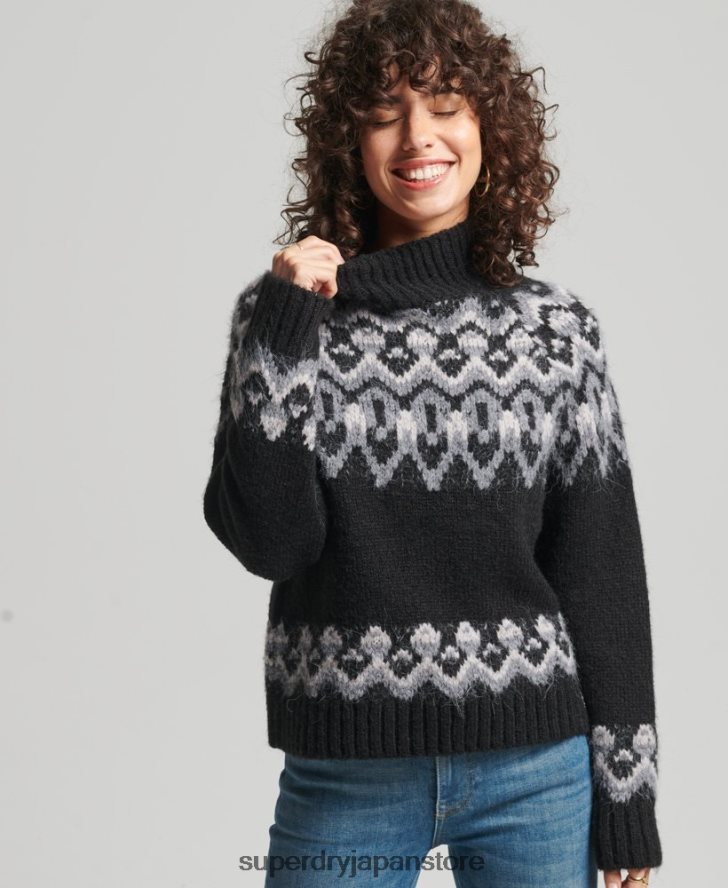 ヴィンテージスラウチフェアアイルニットセーター 女性 Superdry 衣類 黒 2J62PZ3978