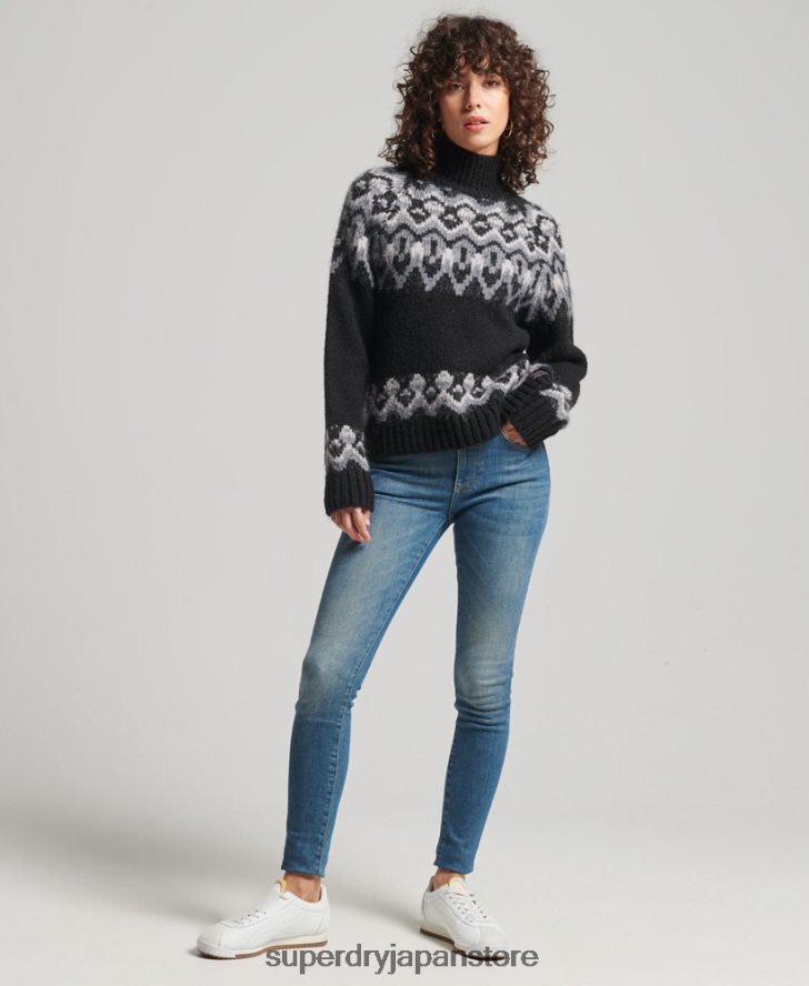 ヴィンテージスラウチフェアアイルニットセーター 女性 Superdry 衣類 黒 2J62PZ3978