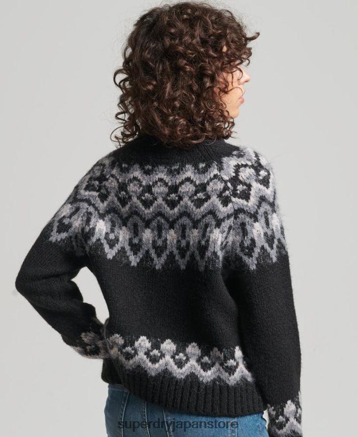 ヴィンテージスラウチフェアアイルニットセーター 女性 Superdry 衣類 黒 2J62PZ3978