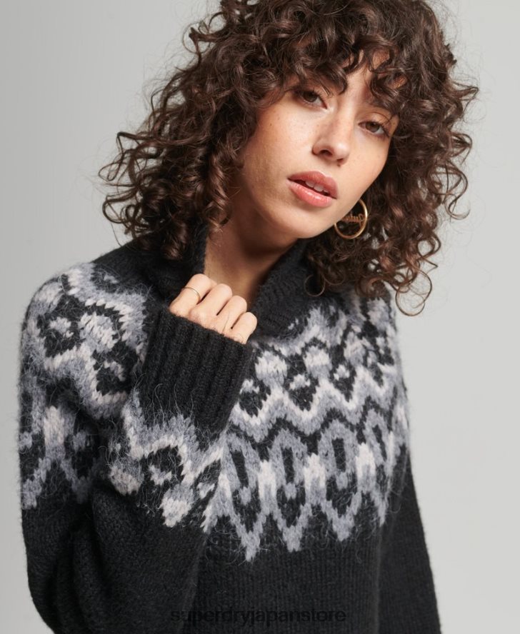 ヴィンテージスラウチフェアアイルニットセーター 女性 Superdry 衣類 黒 2J62PZ3978