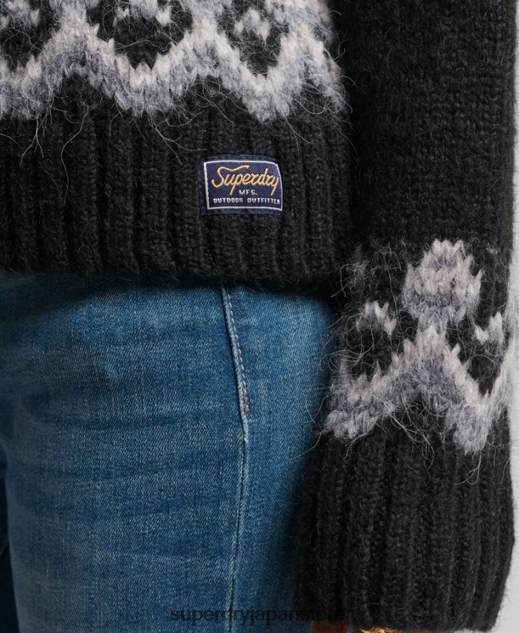 ヴィンテージスラウチフェアアイルニットセーター 女性 Superdry 衣類 黒 2J62PZ3978