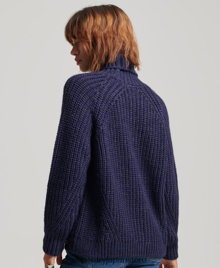 スラウチステッチ ロールネック ニットセーター 女性 Superdry 衣類 海軍 2J62PZ3980