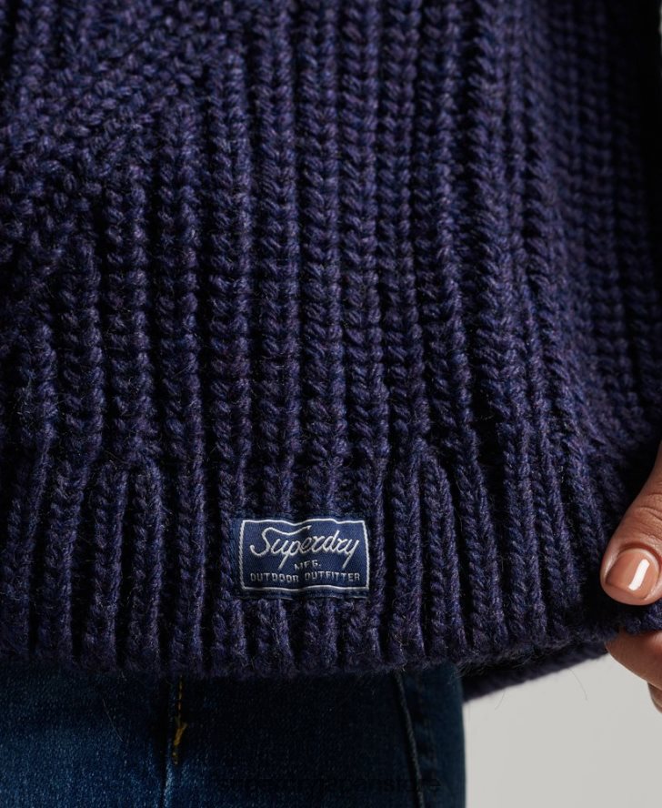 スラウチステッチ ロールネック ニットセーター 女性 Superdry 衣類 海軍 2J62PZ3980