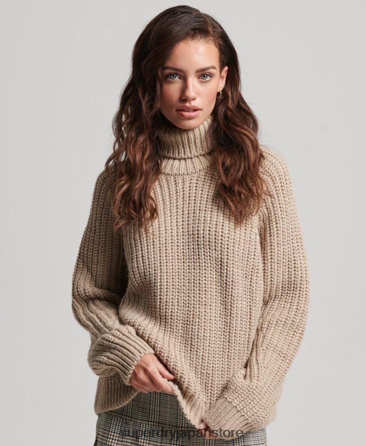 スラウチステッチ ロールネック ニットセーター 女性 Superdry 衣類 ベージュ 2J62PZ3986