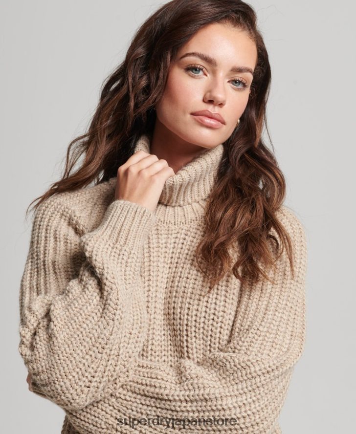 スラウチステッチ ロールネック ニットセーター 女性 Superdry 衣類 ベージュ 2J62PZ3986