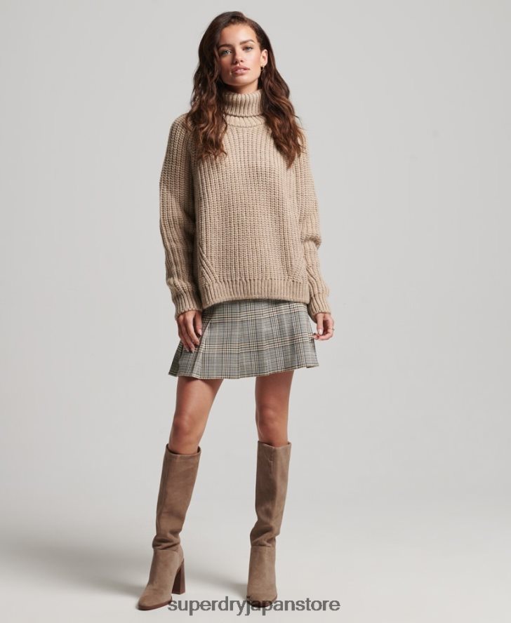 スラウチステッチ ロールネック ニットセーター 女性 Superdry 衣類 ベージュ 2J62PZ3986