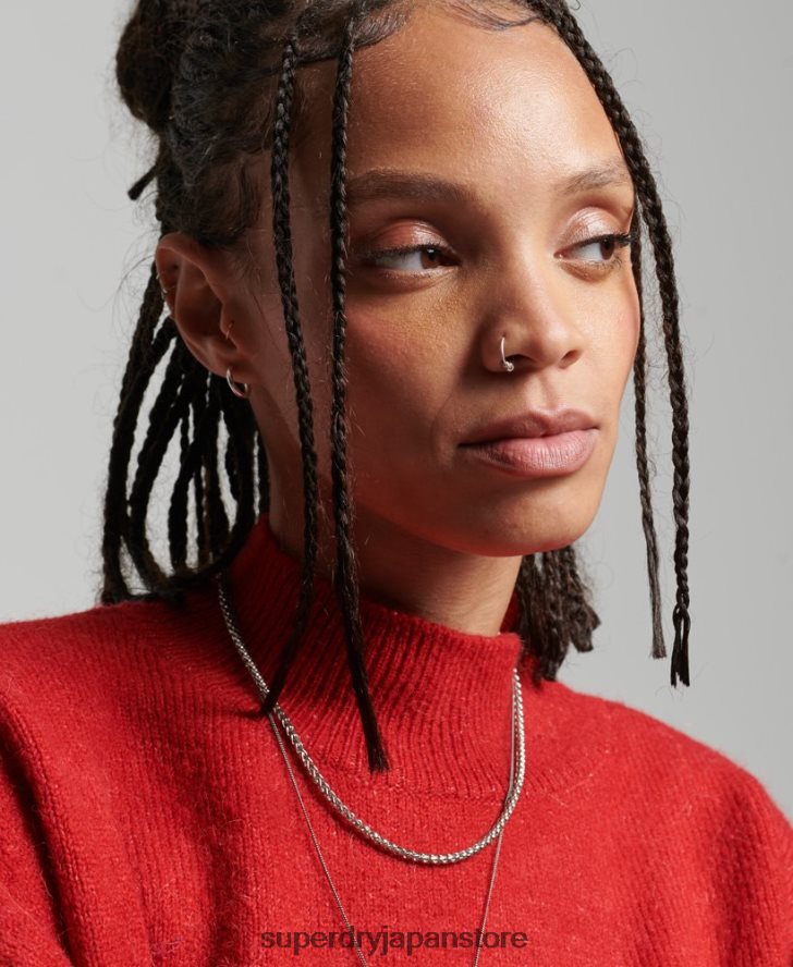 ヴィンテージ エッセンシャル モックネック セーター 女性 Superdry 衣類 赤 2J62PZ3987