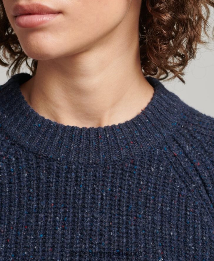 ツイード リブクルーネック セーター 女性 Superdry 衣類 海軍 2J62PZ3988