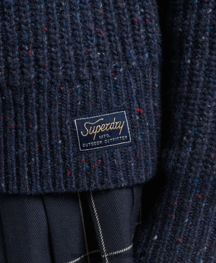 ツイード リブクルーネック セーター 女性 Superdry 衣類 海軍 2J62PZ3988