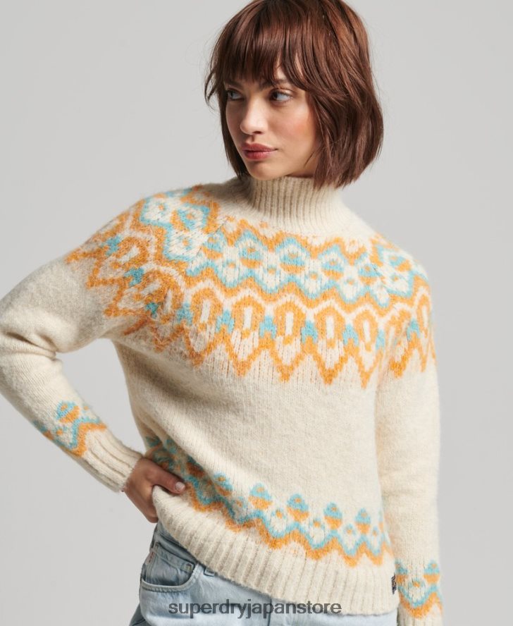 ヴィンテージスラウチフェアアイルニットセーター 女性 Superdry 衣類 クリーム 2J62PZ3989