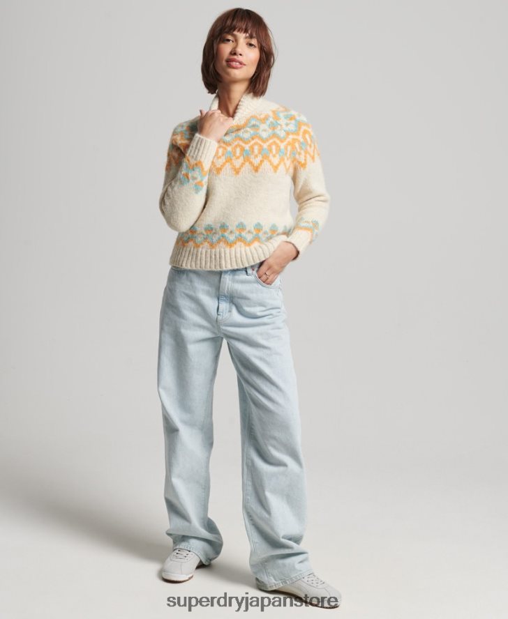 ヴィンテージスラウチフェアアイルニットセーター 女性 Superdry 衣類 クリーム 2J62PZ3989