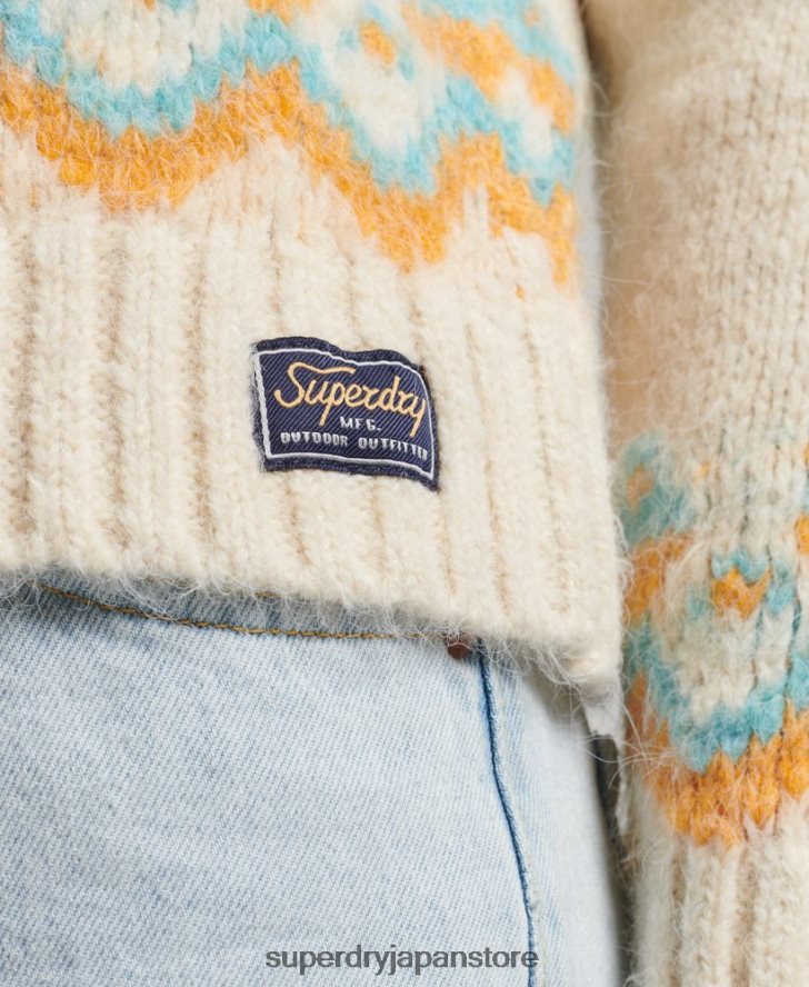 ヴィンテージスラウチフェアアイルニットセーター 女性 Superdry 衣類 クリーム 2J62PZ3989