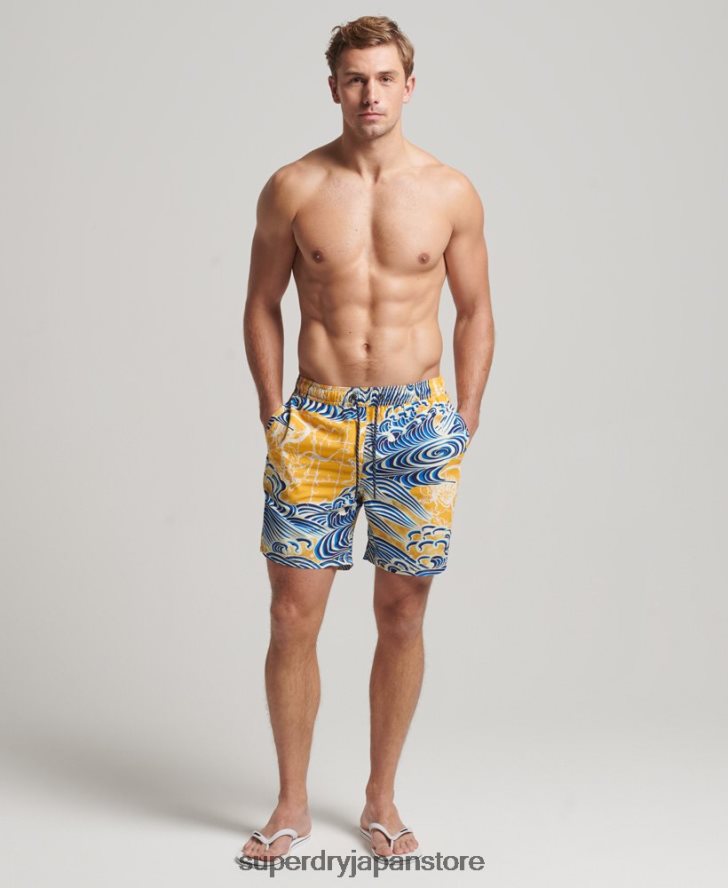 ハワイアンリサイクルスイムショーツ 男性 Superdry 衣類 黄色 2J62PZ398