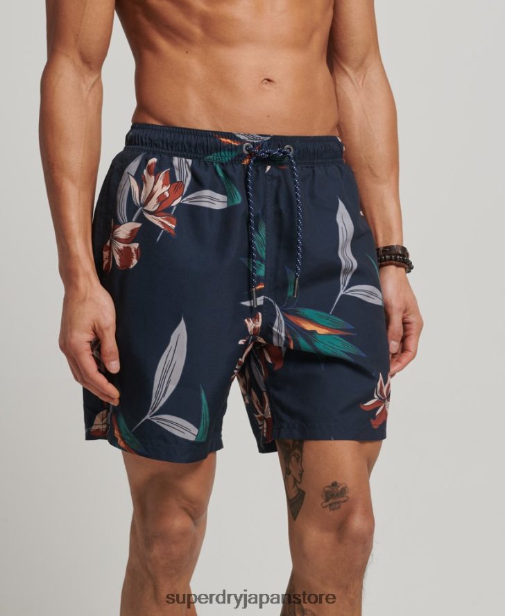 ハワイアンリサイクルスイムショーツ 男性 Superdry 衣類 海軍 2J62PZ40