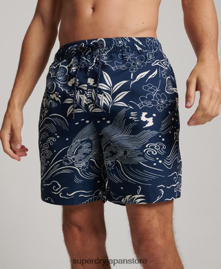 ハワイアンリサイクルスイムショーツ 男性 Superdry 衣類 濃紺 2J62PZ400